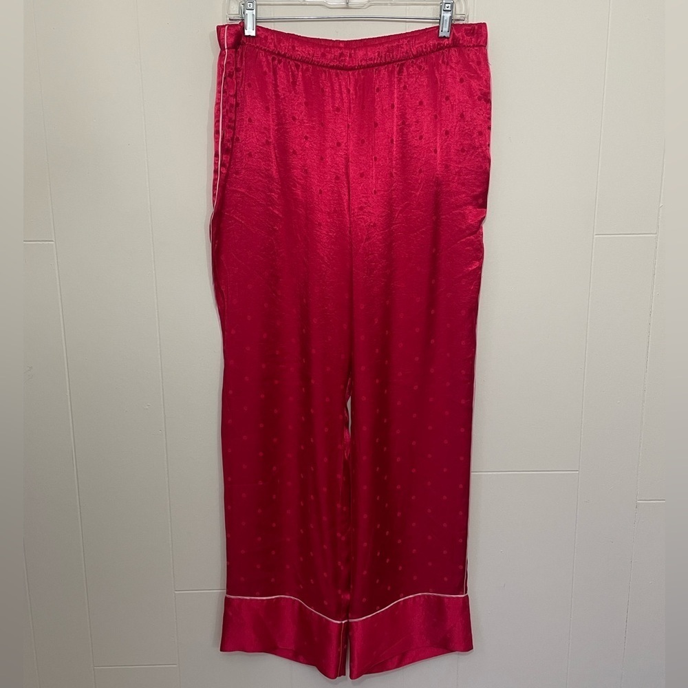 Victoria’s Secret Satin Pajama Pants Size L Red Polka Dot Holiday Sleepwear